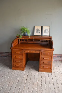 Pamono Art Deco Roller Shutter Secretaire in Oak