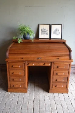 Pamono Art Deco Roller Shutter Secretaire in Oak