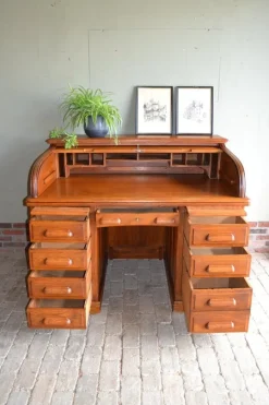 Pamono Art Deco Roller Shutter Secretaire in Oak