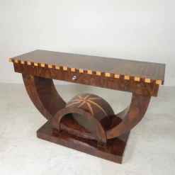Pamono Art Deco Style Console Table with Various Types of Inlaid Wood, 1980s