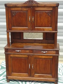 Pamono Art Deco Two-Part Walnut Buffet, 1940s New