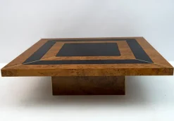 Pamono Art Deco Walnut & Lacquer Coffee Table, Italy, 1970s