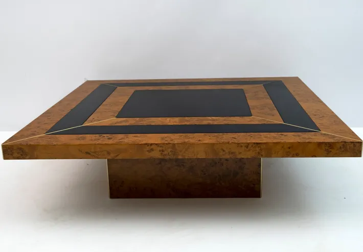 Pamono Art Deco Walnut & Lacquer Coffee Table, Italy, 1970s