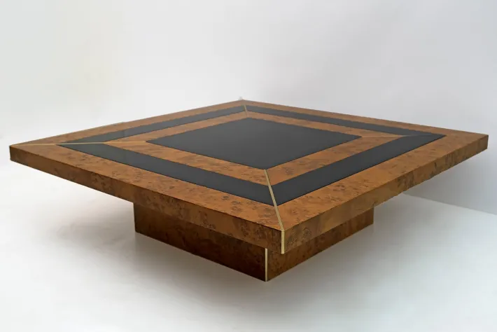 Pamono Art Deco Walnut & Lacquer Coffee Table, Italy, 1970s