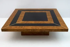 Pamono Art Deco Walnut & Lacquer Coffee Table, Italy, 1970s