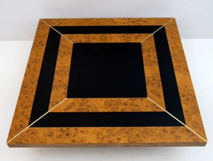 Pamono Art Deco Walnut & Lacquer Coffee Table, Italy, 1970s