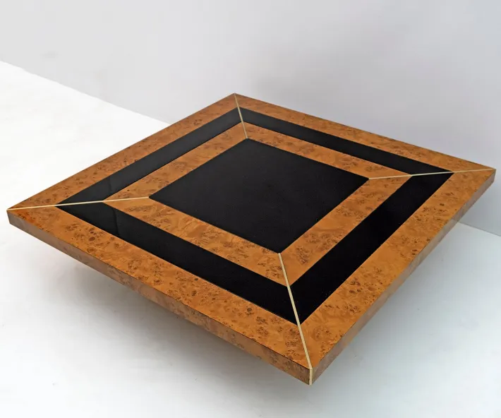 Pamono Art Deco Walnut & Lacquer Coffee Table, Italy, 1970s