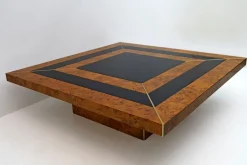 Pamono Art Deco Walnut & Lacquer Coffee Table, Italy, 1970s