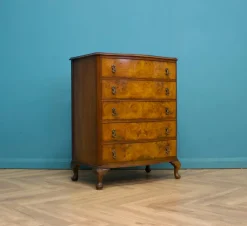 Pamono Art Deco Walnut and Walnut Veneer Chest of Drawers, 1950s Clearance