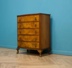 Pamono Art Deco Walnut and Walnut Veneer Chest of Drawers, 1950s Clearance