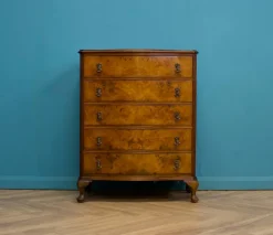 Pamono Art Deco Walnut and Walnut Veneer Chest of Drawers, 1950s Clearance