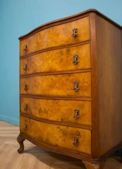 Pamono Art Deco Walnut and Walnut Veneer Chest of Drawers, 1950s Clearance