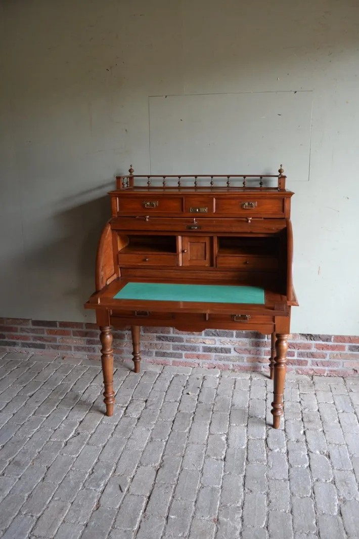 Pamono Art Deco Walnut Cylinder Desk Sale