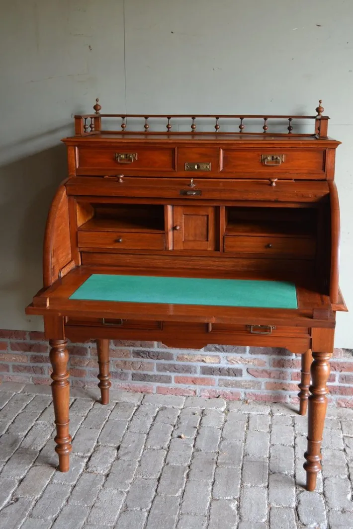 Pamono Art Deco Walnut Cylinder Desk Sale