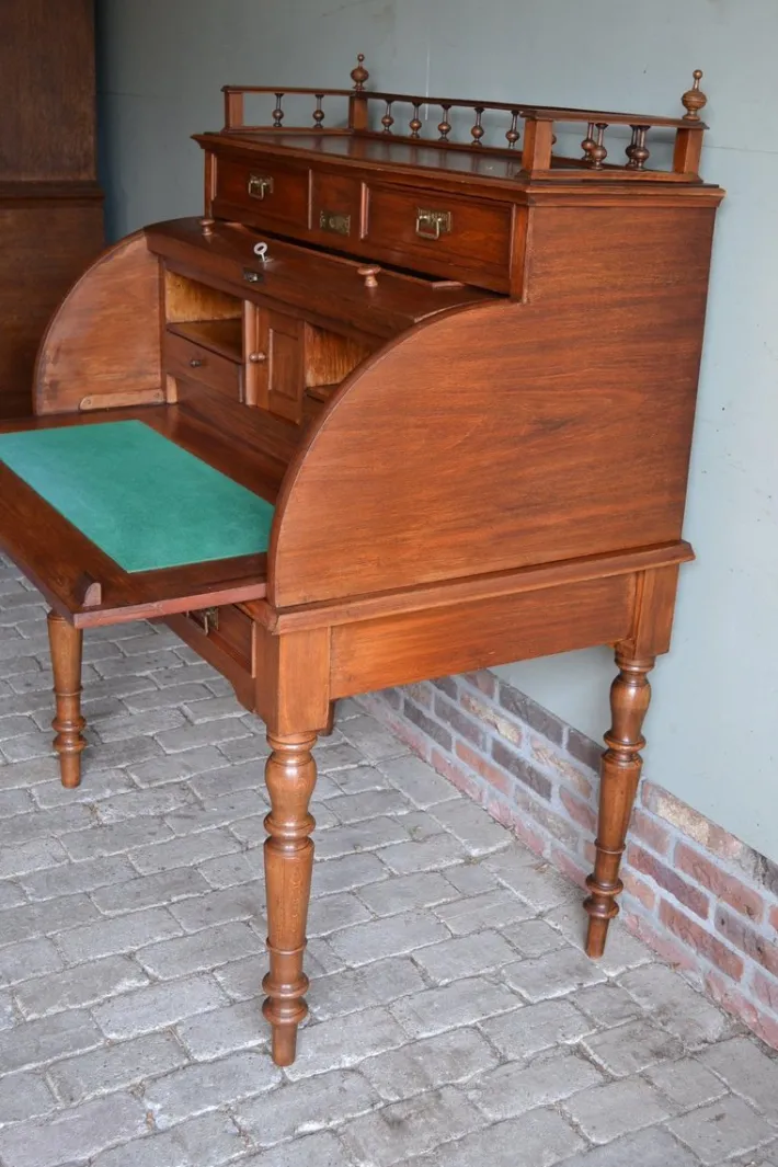 Pamono Art Deco Walnut Cylinder Desk Sale