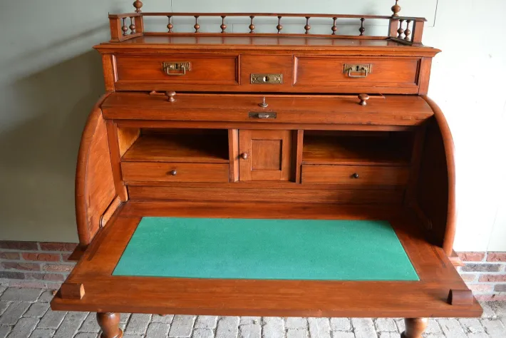 Pamono Art Deco Walnut Cylinder Desk Sale