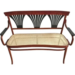 Pamono Art Nouveau Bench in Bentwood with Cane Seat, Austria, 1890s Discount