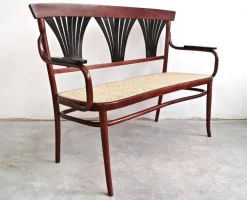 Pamono Art Nouveau Bench in Bentwood with Cane Seat, Austria, 1890s Discount