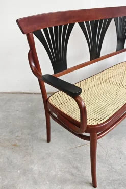 Pamono Art Nouveau Bench in Bentwood with Cane Seat, Austria, 1890s Discount