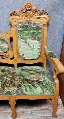 Pamono Art Nouveau Bench in the style of Alfonce Mucha, 1900s Best