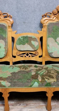 Pamono Art Nouveau Bench in the style of Alfonce Mucha, 1900s Best