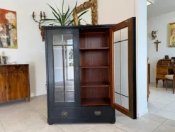 Pamono Art Nouveau Black Display Cabinet Clearance
