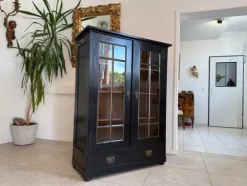 Pamono Art Nouveau Black Display Cabinet Clearance