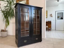Pamono Art Nouveau Black Display Cabinet Clearance