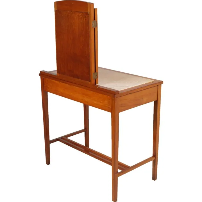 Pamono Art Nouveau Cherry & Marble Dressing Table with Mirror and Chair, Set of 3 Clearance