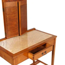 Pamono Art Nouveau Cherry & Marble Dressing Table with Mirror and Chair, Set of 3 Clearance