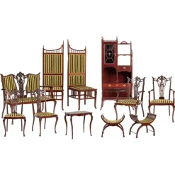 Pamono Art Nouveau Chippendale Living Room Set, Set of 11 New