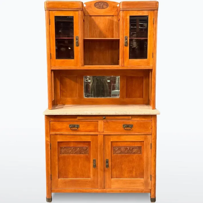 Pamono Art Nouveau Cupboard with Marble Top and Mirror, 1910s Outlet