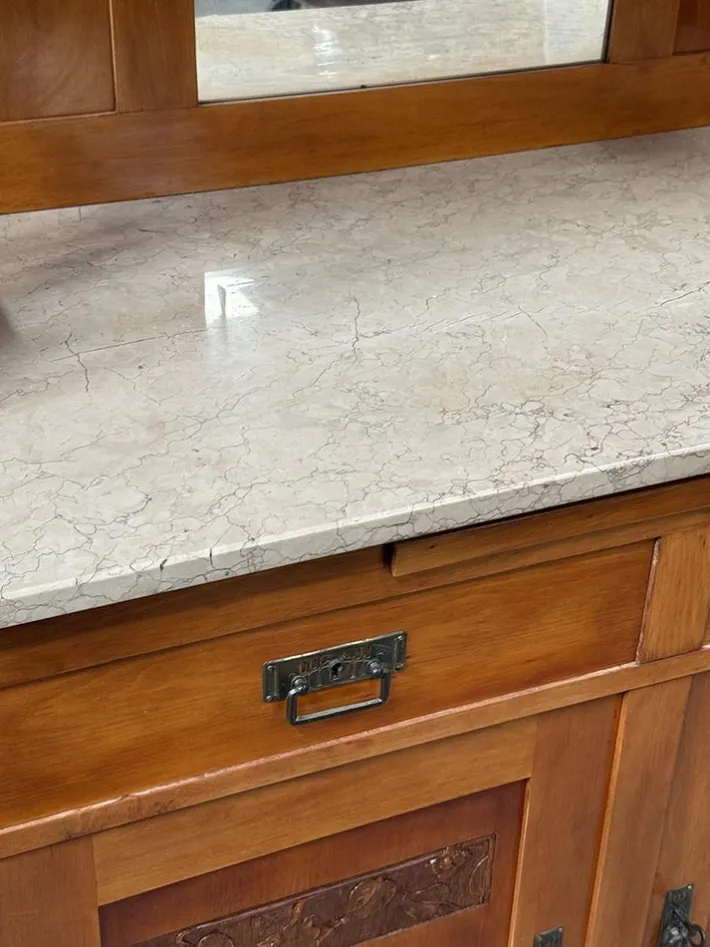 Pamono Art Nouveau Cupboard with Marble Top and Mirror, 1910s Outlet