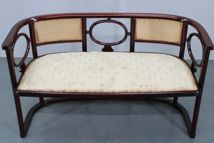 Pamono Art Nouveau Fledermaus Sofa and Armchair attributed to Josef Hoffmann for Fischel, 1890s, Set of 2 New