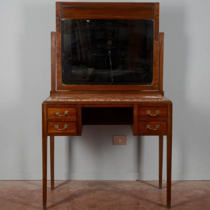 Pamono Art Nouveau Liberty 4 Drawer Dressing Table with Italian Marble Top, 1890s Outlet