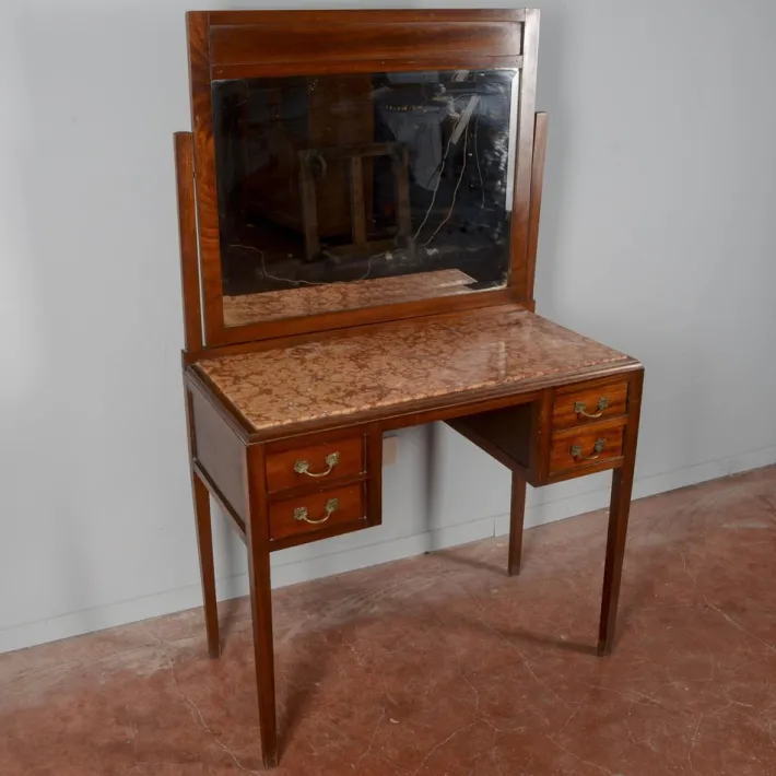 Pamono Art Nouveau Liberty 4 Drawer Dressing Table with Italian Marble Top, 1890s Outlet