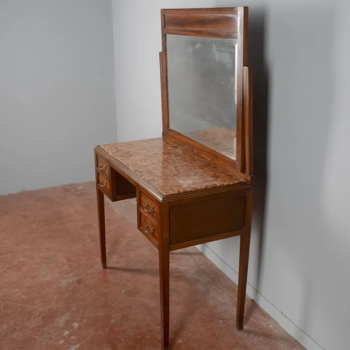 Pamono Art Nouveau Liberty 4 Drawer Dressing Table with Italian Marble Top, 1890s Outlet