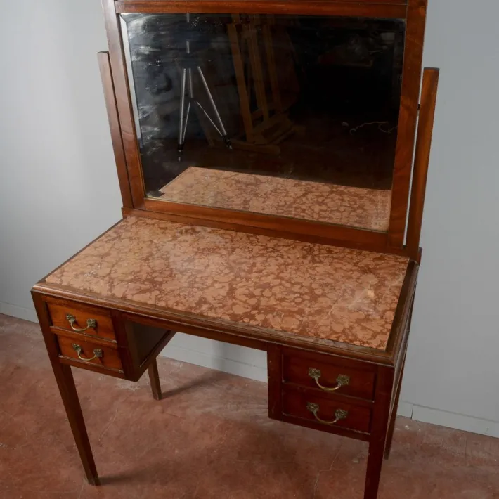 Pamono Art Nouveau Liberty 4 Drawer Dressing Table with Italian Marble Top, 1890s Outlet