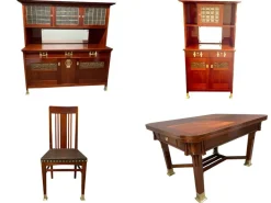 Pamono Art Nouveau Mahogany Dining Room Set, 1905, Set of 11