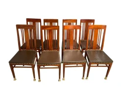 Pamono Art Nouveau Mahogany Dining Room Set, 1905, Set of 11