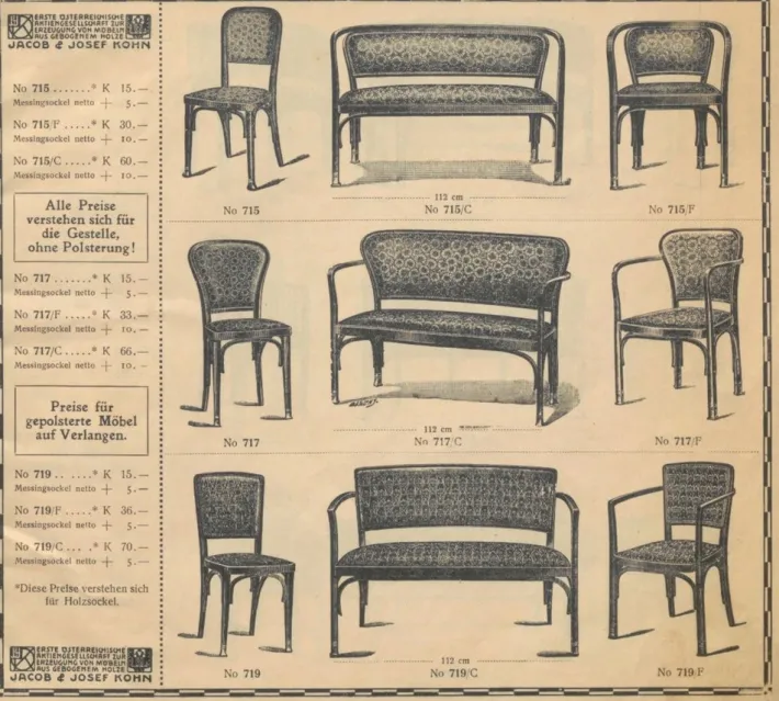 Pamono Art Nouveau Model No. 715 Living Room Set by Gustav Siegel for Jacob & Josef Kohn, Vienna 1905, Set of 3 Best