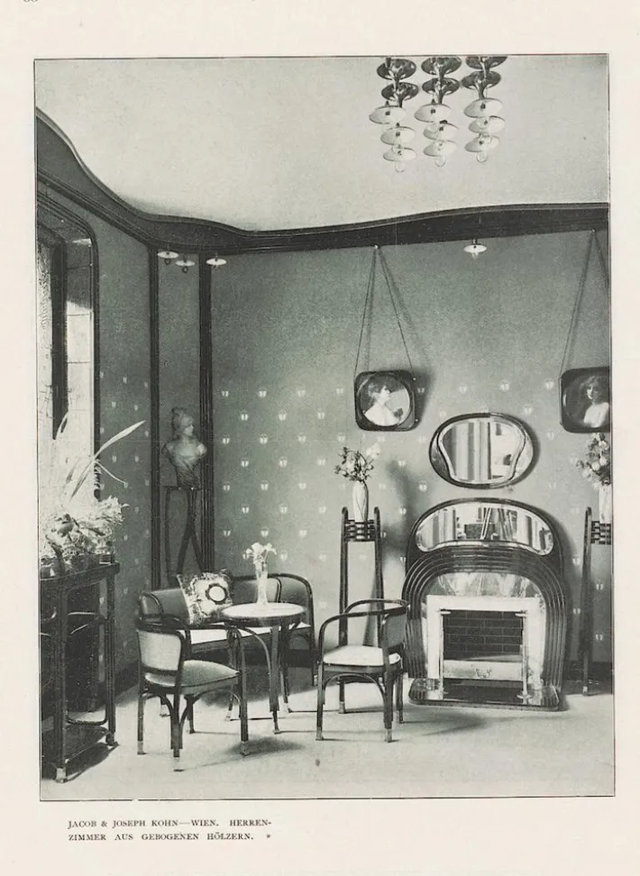 Pamono Art Nouveau Model No. 715 Living Room Set by Gustav Siegel for Jacob & Josef Kohn, Vienna 1905, Set of 3 Best