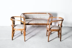 Pamono Art Nouveau Model No. 715 Living Room Set by Gustav Siegel for Jacob & Josef Kohn, Vienna 1905, Set of 3 Best