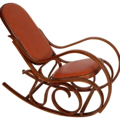 Pamono Art Nouveau Rocking Chair in Steam Bent Beechwood & Leather from Thonet Best