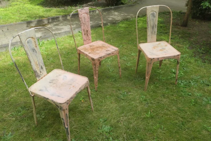 Pamono Art Nouveau Tolix Bistro Garden Chairs, Set of 3