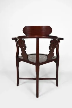 Pamono Asian Carved Inlaid Wood Armchairs, Early 20th Century, Set of 4 Clearance