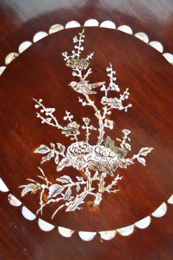 Pamono Asian Carved Inlaid Wood Armchairs, Early 20th Century, Set of 4 Clearance