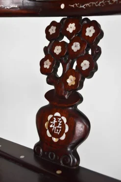 Pamono Asian Carved Inlaid Wood Armchairs, Early 20th Century, Set of 4 Clearance