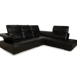 Pamono Avanti Corner Sofa in Black Leather from Koinor Discount