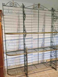 Pamono Bakers Shelf in Wrought Iron and Brass, 1900s Hot